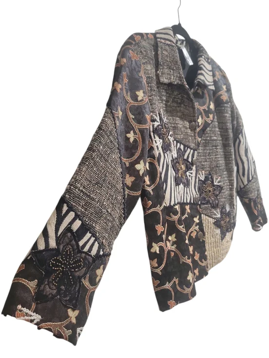 Coldwater Creek Vintage Mixed Media Ornate Patchwork Jacket Size M - Picture 10 of 16
